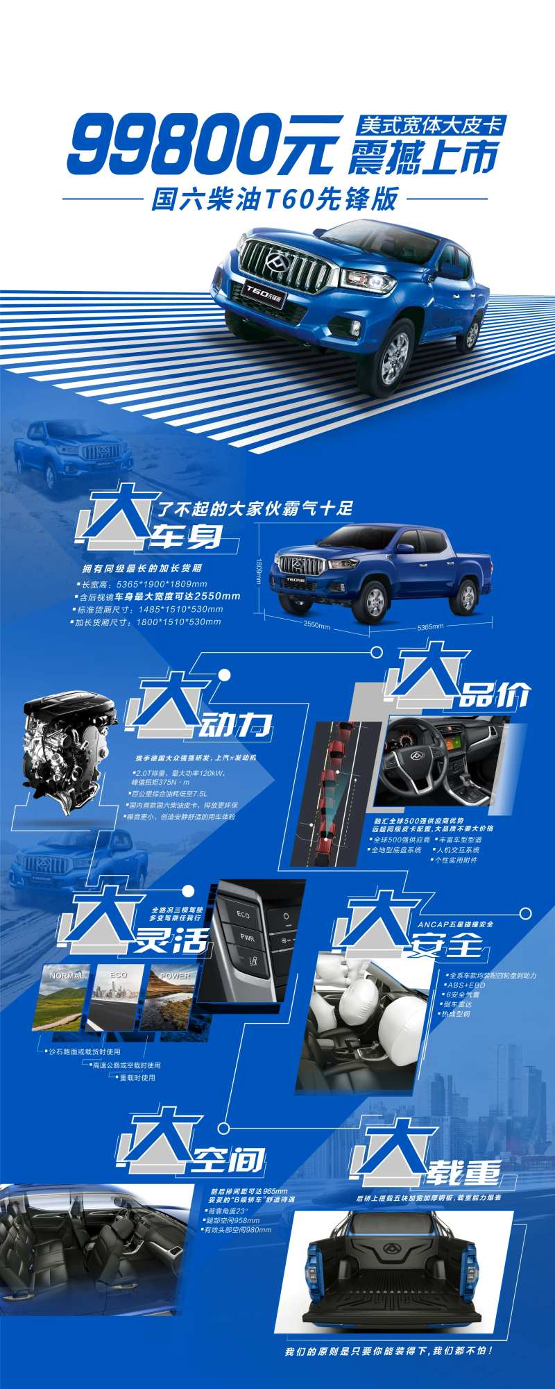 美式皮卡震撼上市蓝色设计感国六柴油-采灵感-cailinggan.com