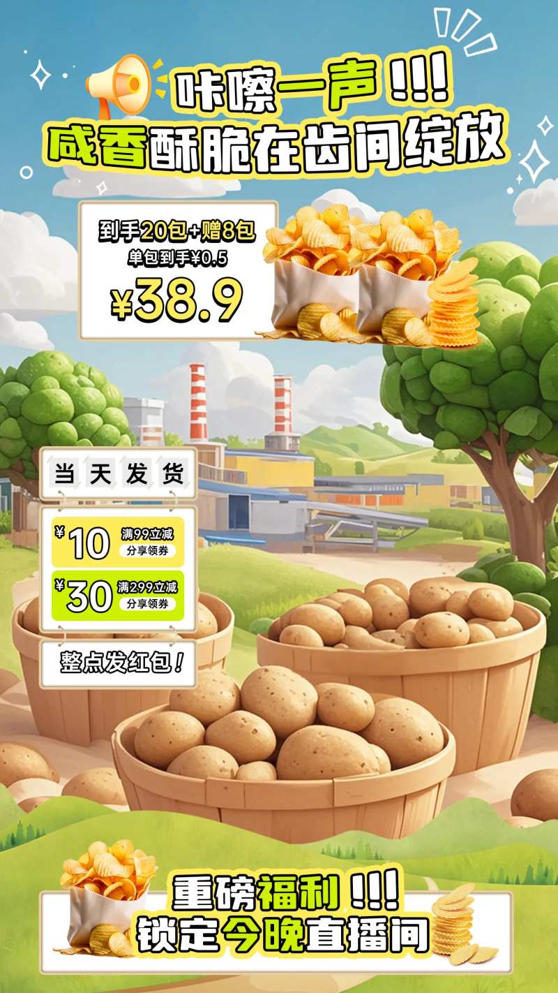 零食薯片直播间贴片-采灵感-cailinggan.com