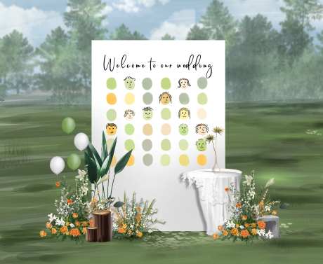 白色森系户外婚礼签到区美陈布置-采灵感-https://www.cailinggan.com/