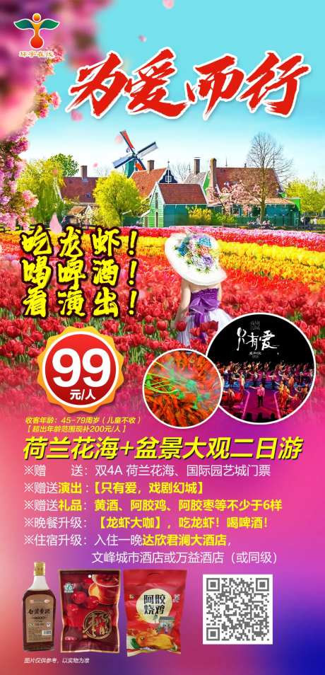 荷兰花海盆景大观二日游海报-采灵感-https://www.cailinggan.com/