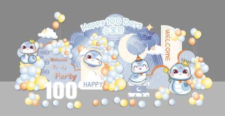 周岁宴生日宴卡通可爱美陈-采灵感-https://www.cailinggan.com/