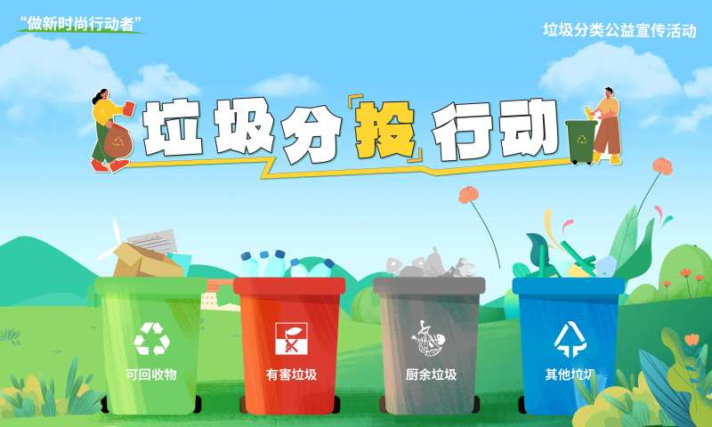 垃圾分类投放游戏活动背景板-采灵感-cailinggan.com