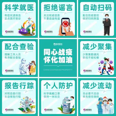 医美整形抗疫防疫指南九宫格海报-采灵感-https://www.cailinggan.com/