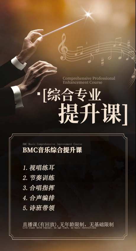 音乐艺考专业课课程内容安排表宣传海报-采灵感-https://www.cailinggan.com/