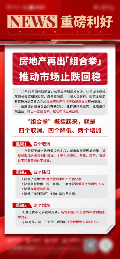 地产利好政策利率宣传海报-采灵感-https://www.cailinggan.com/
