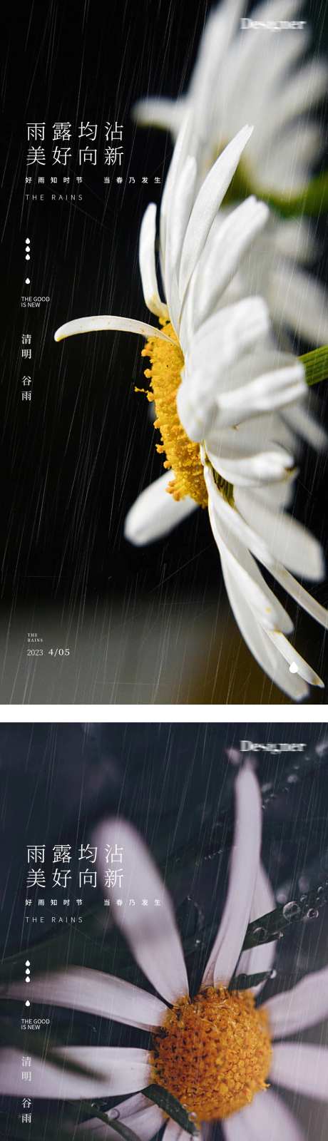 谷雨花清明节树叶24节气海报-采灵感-https://www.cailinggan.com/