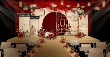 新中式婚礼布置堆头美陈-采灵感-https://www.cailinggan.com/