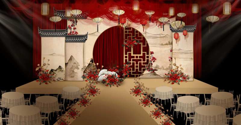 新中式婚礼布置堆头美陈-采灵感-cailinggan.com