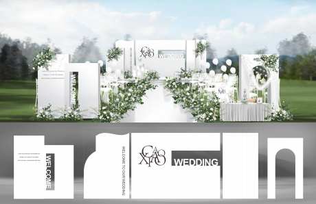 草坪婚礼活动展板-采灵感-https://www.cailinggan.com/