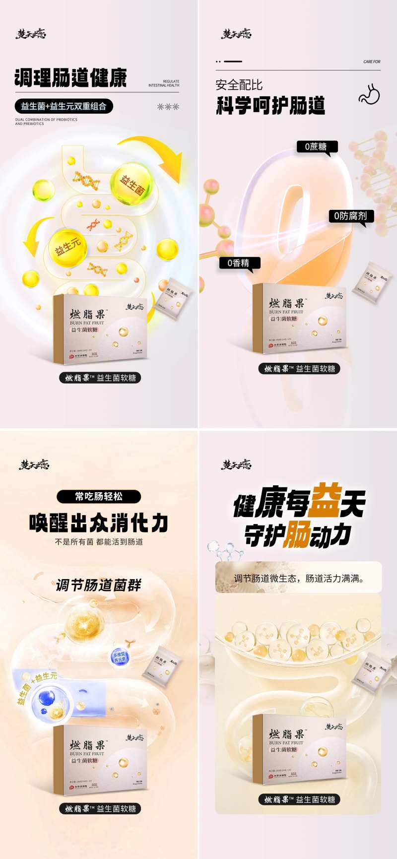 益生菌益生元减脂瘦身肠道健康产品海报-采灵感-cailinggan.com