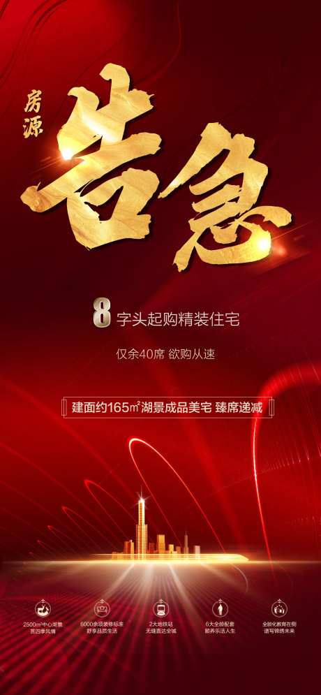 地产房源告急海报-采灵感-https://www.cailinggan.com/