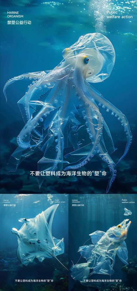 保护海洋公益海报-采灵感-https://www.cailinggan.com/