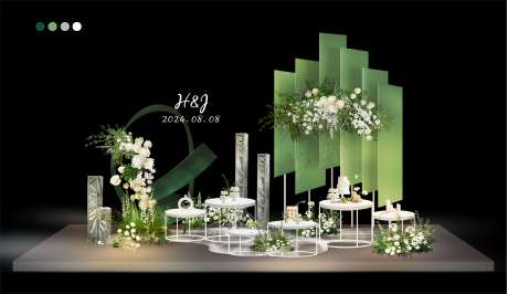 森系绿色花艺阳光感浪漫婚礼求婚场景布-采灵感-https://www.cailinggan.com/