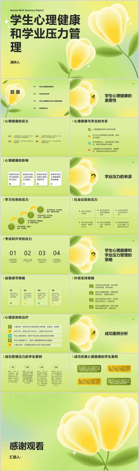 学生心理健康和学业压力管理PPT模板-采灵感-https://www.cailinggan.com/