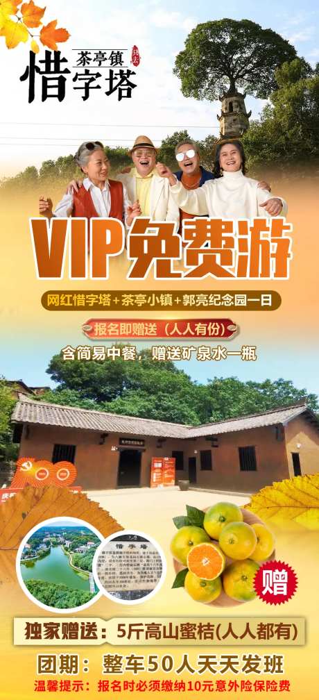 夕阳红VIP免费游旅游海报-采灵感-https://www.cailinggan.com/