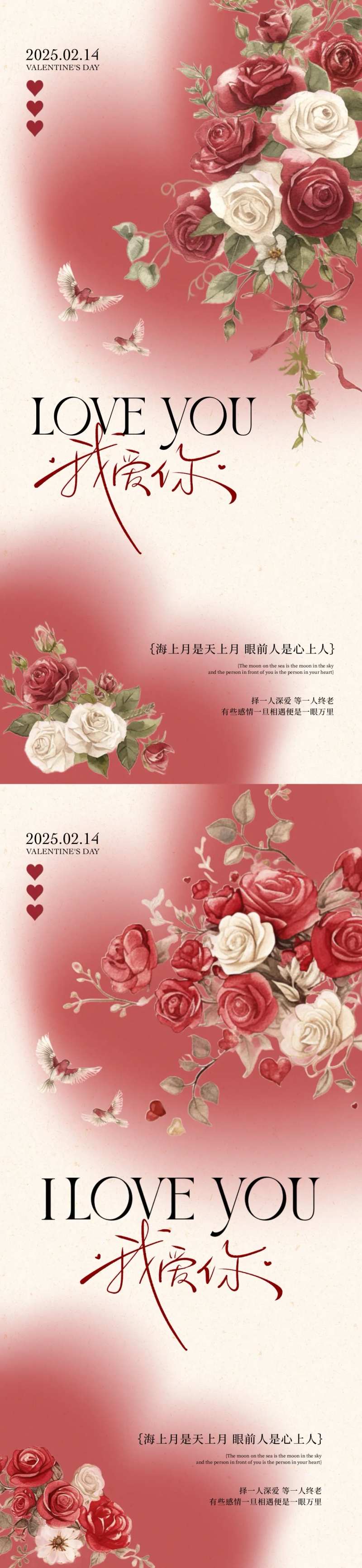 情人节玫瑰花插画海报-采灵感-cailinggan.com