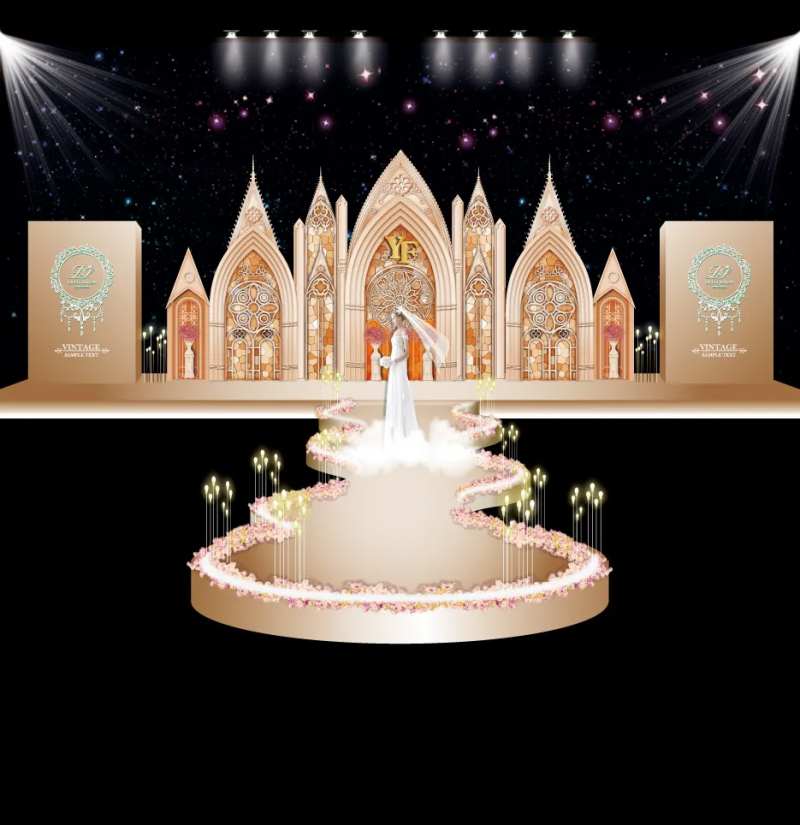 香槟色城堡主题婚礼-采灵感-cailinggan.com