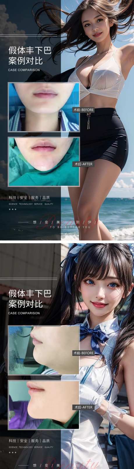 假体丰下巴案例对比系列海报-采灵感-https://www.cailinggan.com/