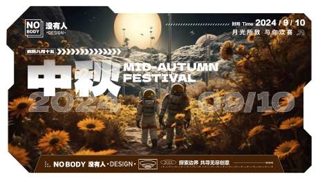 中秋科幻异形横板海报-采灵感-https://www.cailinggan.com/