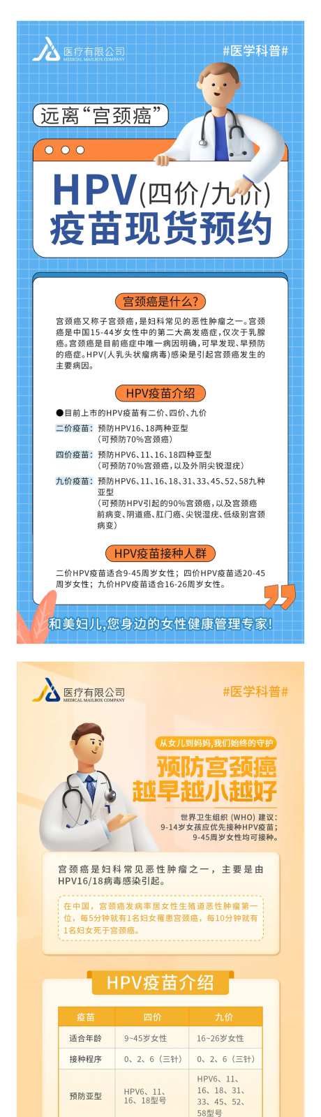 HPV宫颈癌妇科科普海报-采灵感-https://www.cailinggan.com/