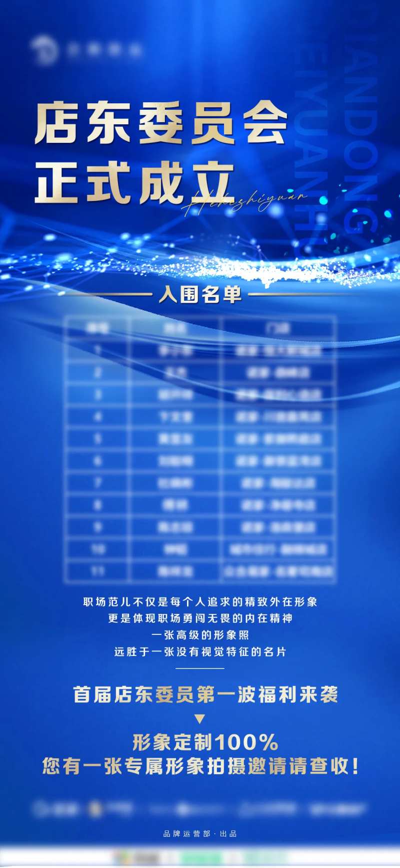 店东委员会成立蓝金海报-采灵感-cailinggan.com