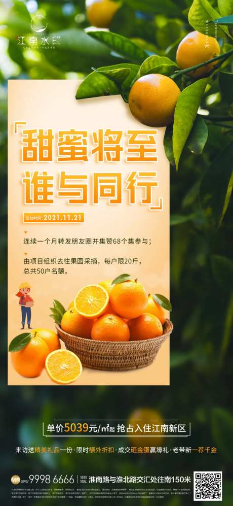 地产摘脐橙海报-采灵感-https://www.cailinggan.com/