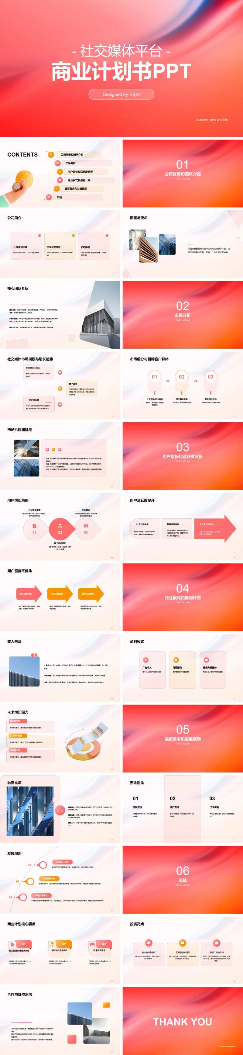 社交媒体平台商业计划书PPT-采灵感-cailinggan.com
