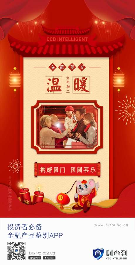 春节初二祝福海报-采灵感-https://www.cailinggan.com/