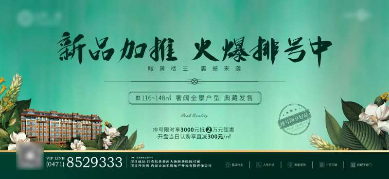 新品加推火爆排号清新海报-采灵感-cailinggan.com