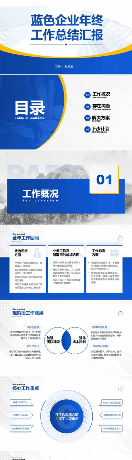 蓝色企业年终总结汇报PPT-采灵感-https://www.cailinggan.com/