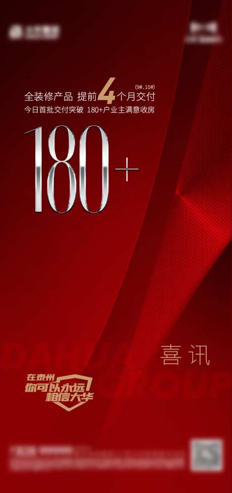 地产交房交付喜报喜讯红金海报-采灵感-https://www.cailinggan.com/