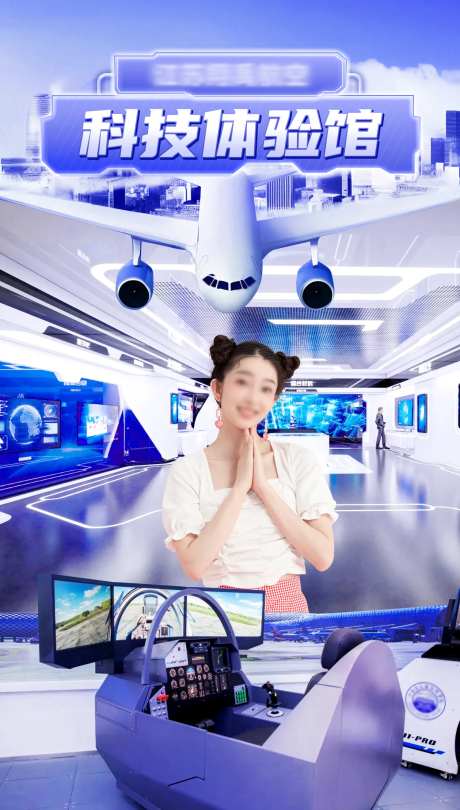 航空科技体验馆直播间海报-采灵感-https://www.cailinggan.com/