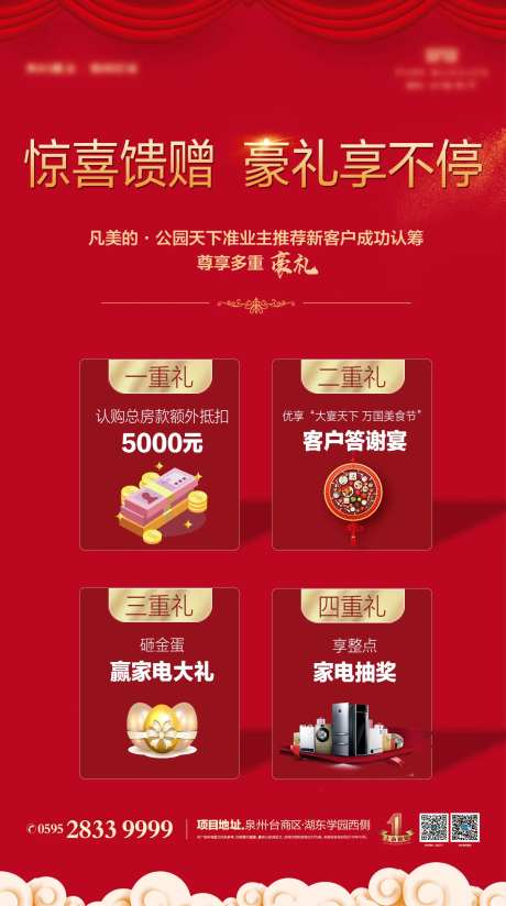 地产购房四重礼移动端海报-采灵感-https://www.cailinggan.com/