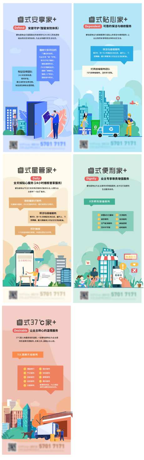 物业管家五大点系列刷屏海报-采灵感-https://www.cailinggan.com/