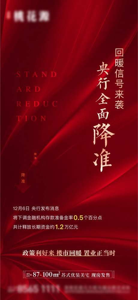 地产降准宣传海报-采灵感-https://www.cailinggan.com/
