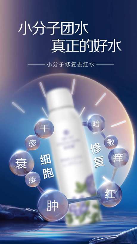小分子修复去红水宣传海报-采灵感-https://www.cailinggan.com/