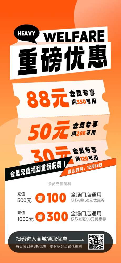 购物商城会员充值专享优惠海报 -采灵感-https://www.cailinggan.com/