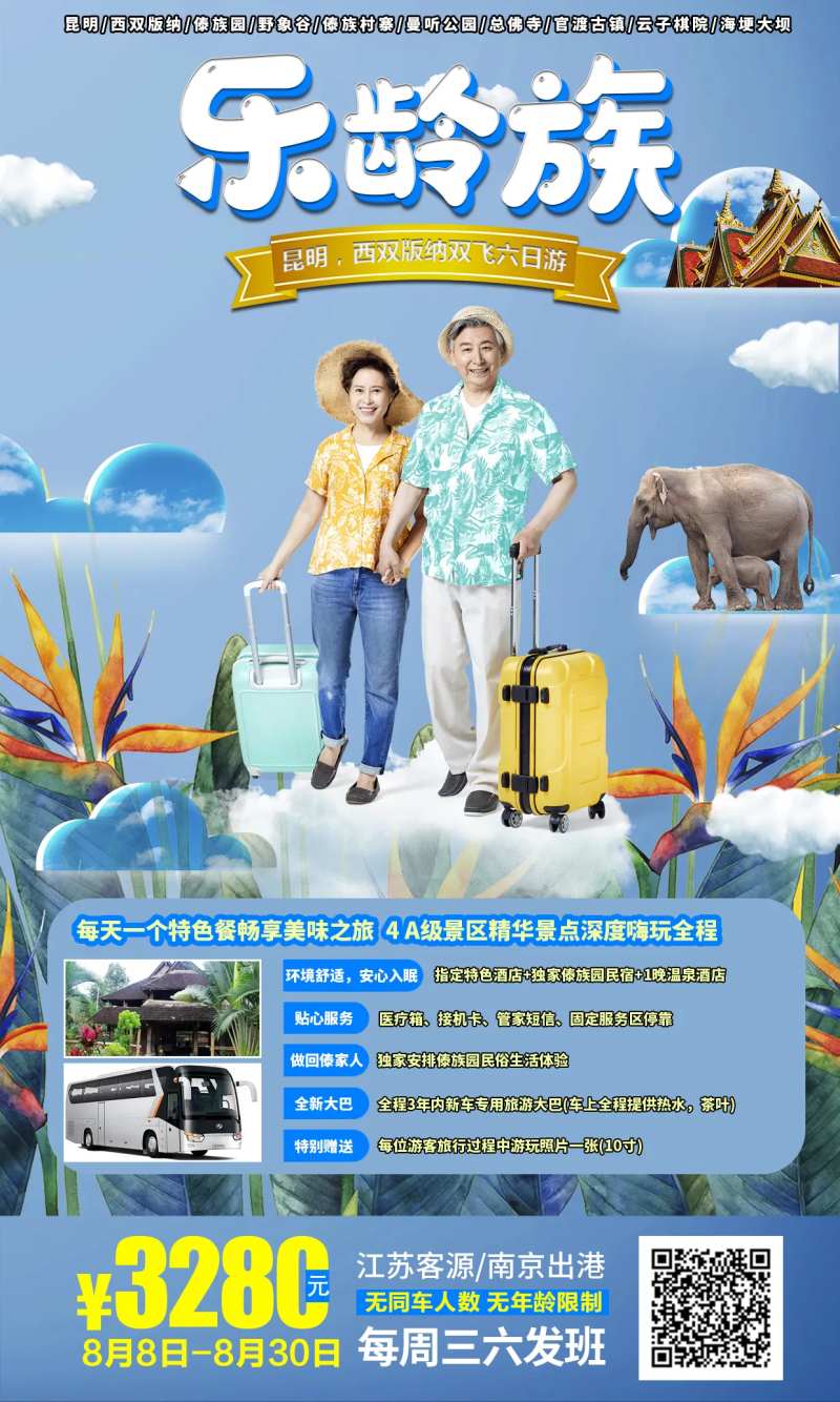 昆明西双版纳老年游海报-采灵感-cailinggan.com