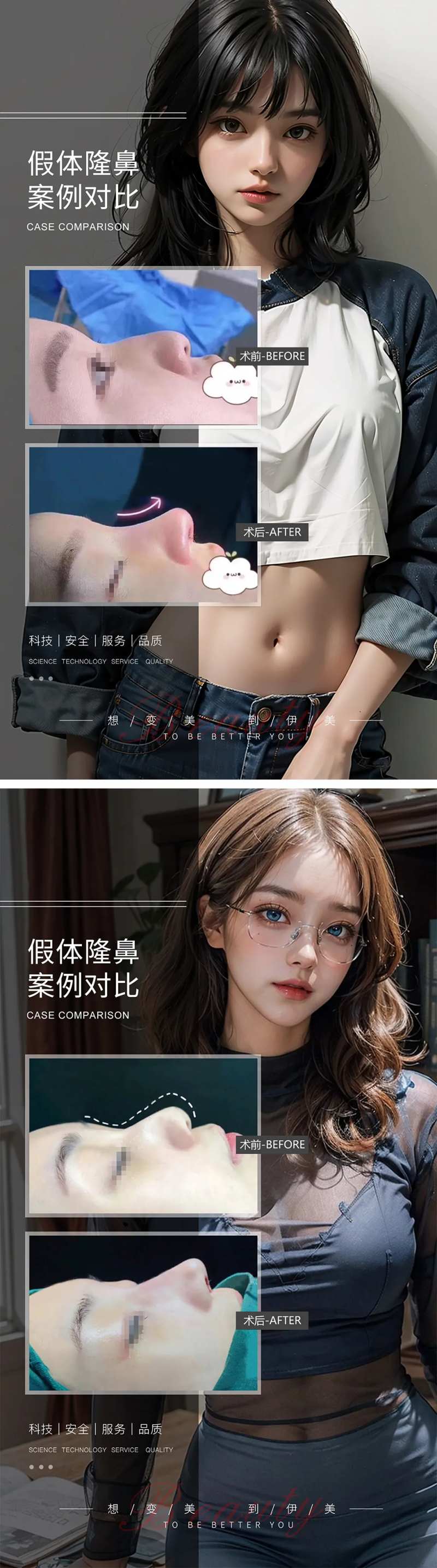 假体隆鼻案例对比海报-采灵感-cailinggan.com