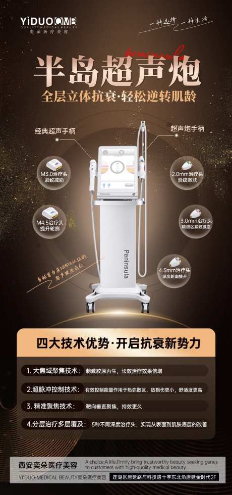 医美黑金抗衰专场超声炮介绍海报-采灵感-https://www.cailinggan.com/
