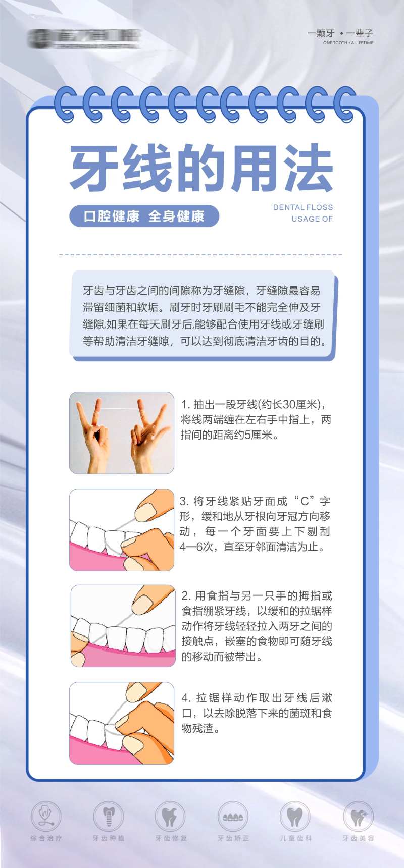 口腔牙线用法科普海报-采灵感-cailinggan.com