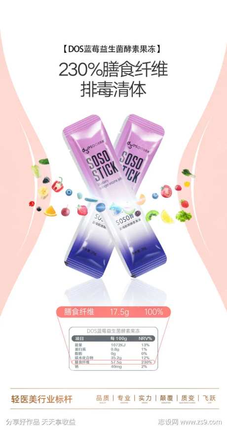 益生菌酵素减肥蓝莓轻奢微商圈图海报-采灵感-https://www.cailinggan.com/