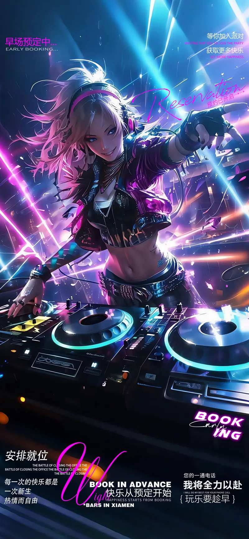 酒吧美女打碟预定海报-采灵感-cailinggan.com