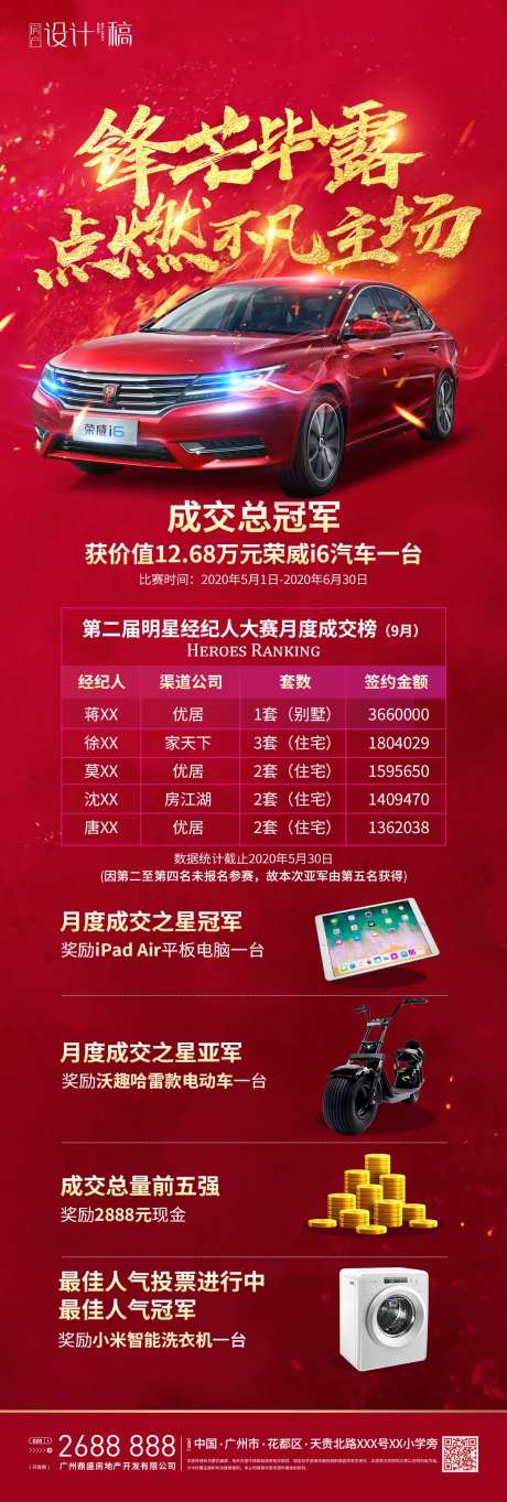 房产明星经纪人战报比赛海报-采灵感-https://www.cailinggan.com/
