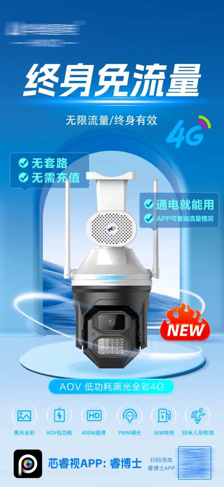 终身免流量监控宣传海报-采灵感-https://www.cailinggan.com/