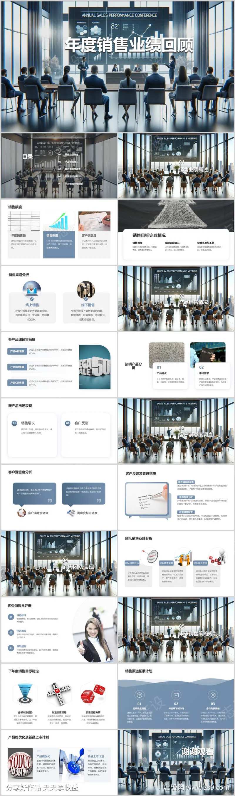 年度销售业绩回顾PPT-采灵感-cailinggan.com