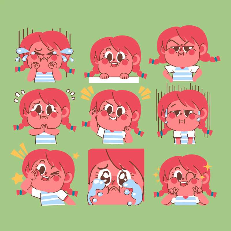 表情包卡通人像贴纸-采灵感-cailinggan.com