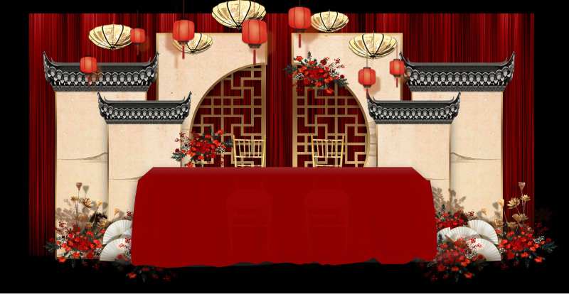 新中式婚礼布置堆头美陈-采灵感-cailinggan.com