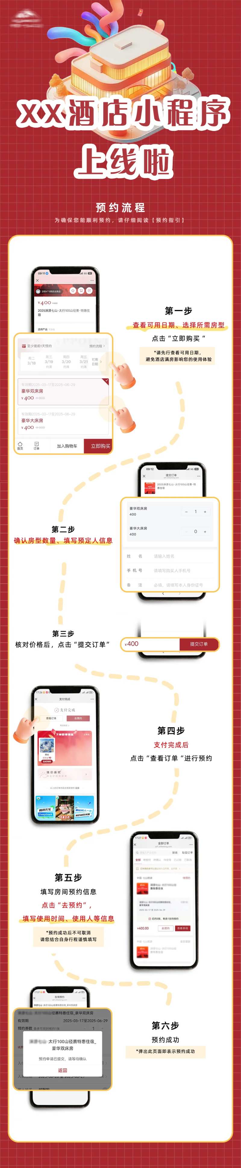 酒店预约流程海报-采灵感-cailinggan.com