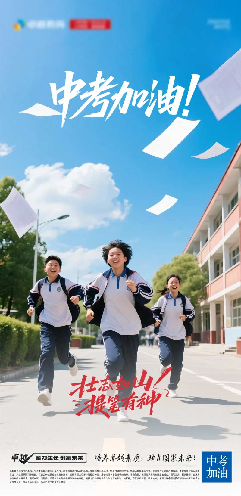 中考加油海报-采灵感-cailinggan.com